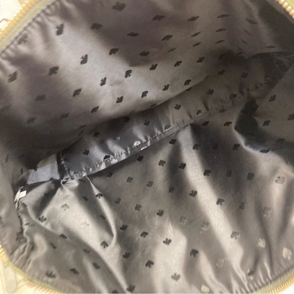 Kate spade olive green nylon black saffiano leather tote bag